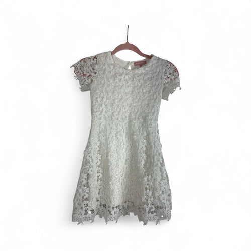 Used Like New- BCGC Girls white crochet dress, size 7
