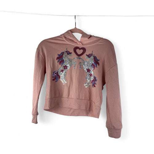 Used Good- Beautees pink unicorn hoodie , Youth L