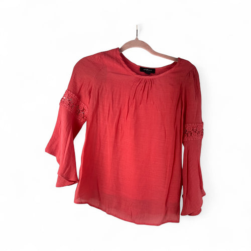 Used Like New- Amy Beyer coral blouse, Youth L (14)