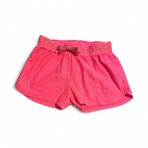 Used Like New- under Armour hot pink athletic shorts, youth S