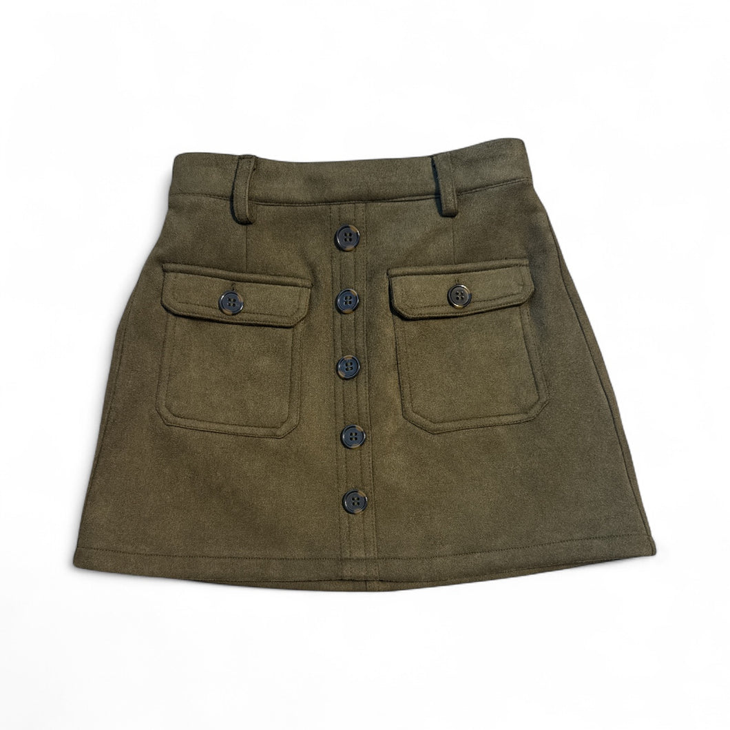 New- a loves a Girls (Dillard’s) army green suede-like A-line skirt, Youth S