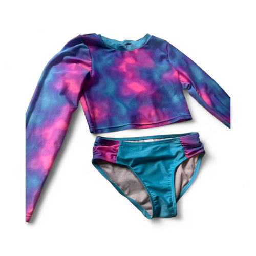 Used Good- More Than Magic multicolor bikini and rash guard, youth 7/8