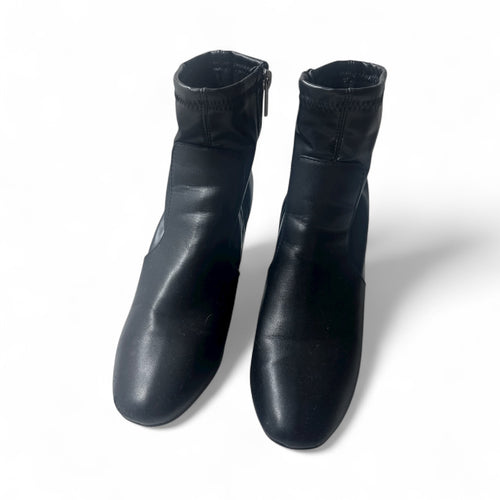 Used Good- Amazon black leather boots (soft), women’s 8