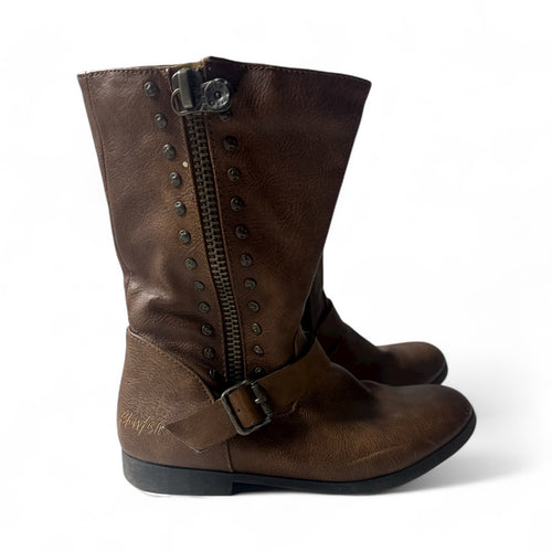 Used Good- Blowfish brown leather boots, youth size 2