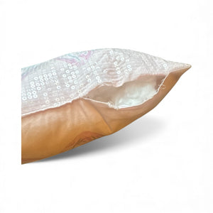 Used Fair- FREE- butterfly sequin throw pillow, rip on side that can be easily sewn . Pet free & smoke free home. 14 x 14
