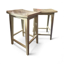 Load image into Gallery viewer, Used Fair- set of 2, solid wood distressed bar stools 13x16x24