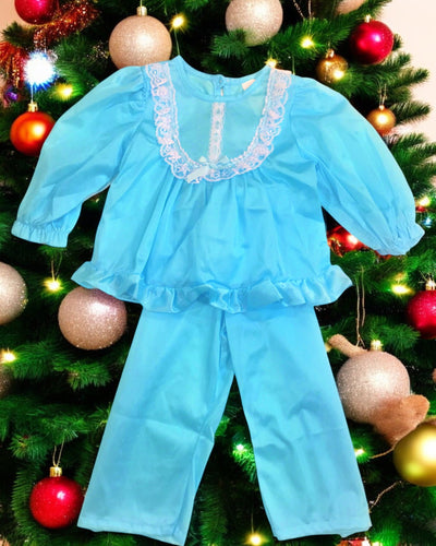 Laura Dare Girls Long Sleeve PJ Set (Size 14, Ice Blue)