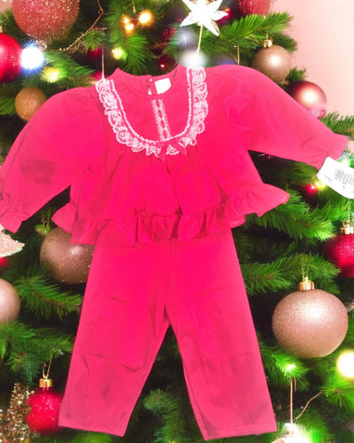 Laura Dare Girls Long Sleeve PJ Set (Size 4/4T, Fuchsia)