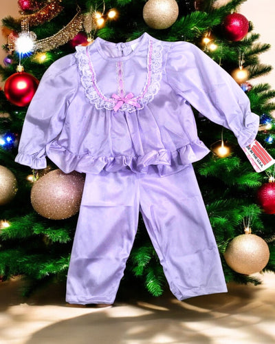Laura Dare Girls Long Sleeve PJ Set (Size 6, Purple)