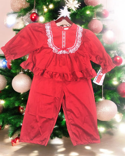 Laura Dare Girls Long Sleeve PJ Set (Size 8, Red)