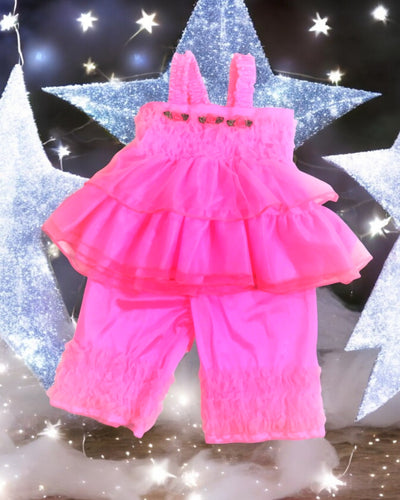 Laura Dare Girls Ruffle PJ Set (Size 18 months, Hot Pink)