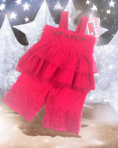 Laura Dare Girls Ruffle PJ Set (Size 12 months, Fuschia)