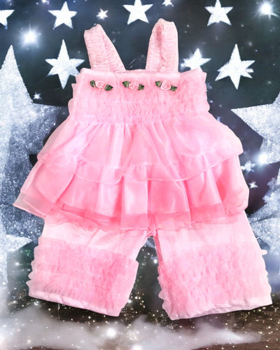 Laura Dare Girls Ruffle PJ Set (Size 5, Pink)