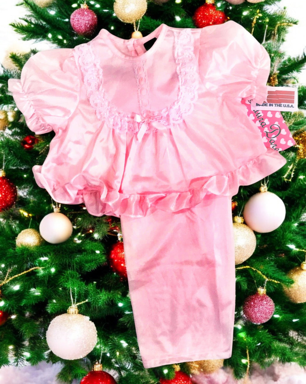 Used Like New- Laura Dare pink short sleeve pajama set. Youth 8