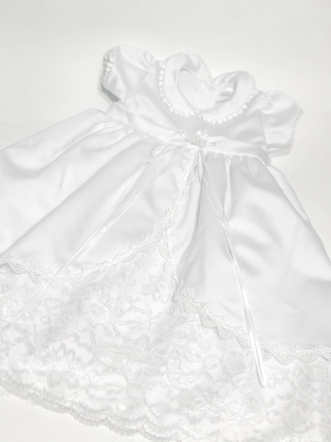 The Children's Hour Satin & Lace Christening Dress